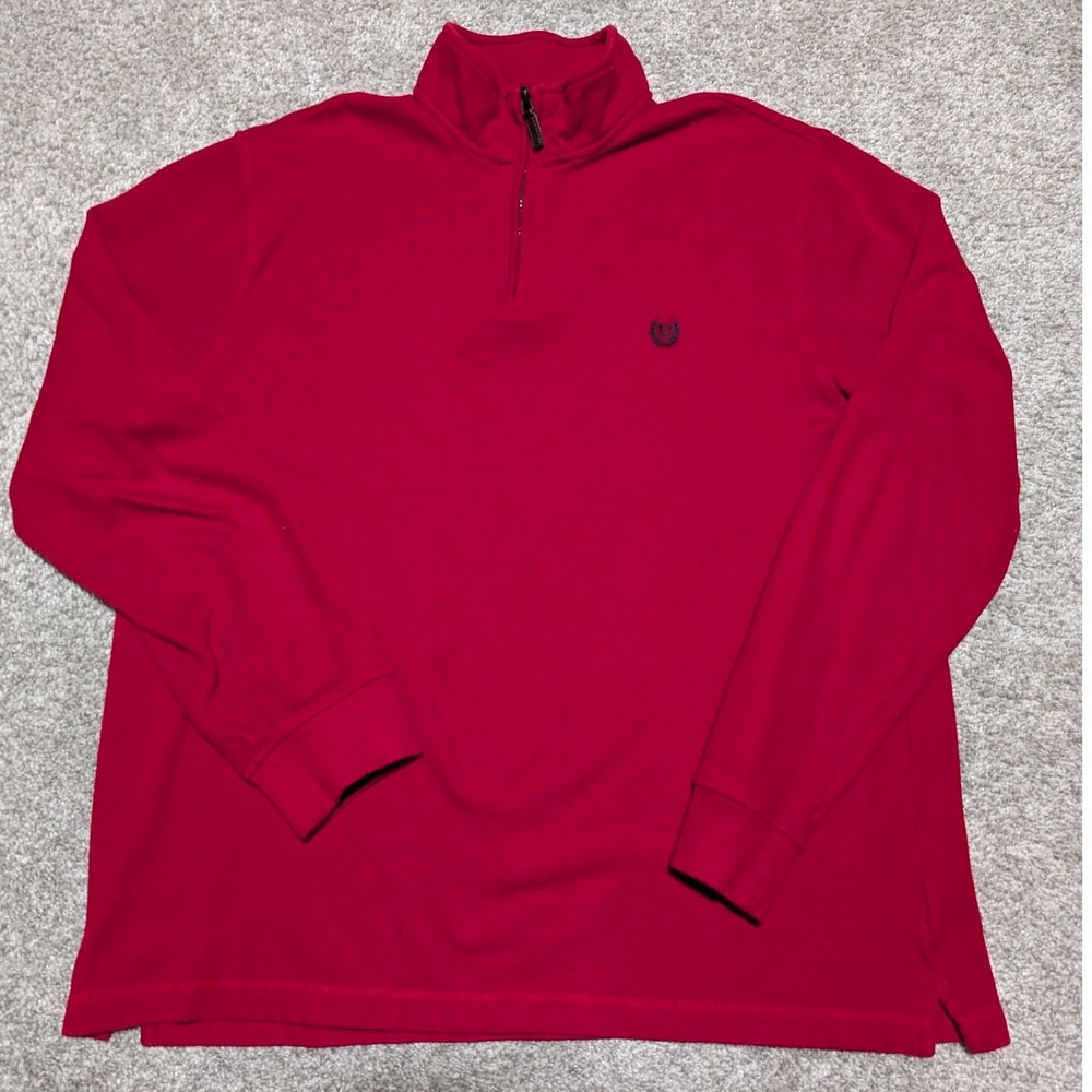 Chaps Mens Red 1/4 Zip Long Sleeve Pullover Shirt L/G Athletic Casual